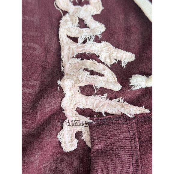Y2K Aeropostale Zip-Up Hoodie Jacket S/P Maroon Fleece Spellout Logo Goth Skater - Picture 5 of 12